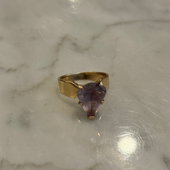 GOLD & AMETHYST Rose de France Cocktail Ring, 14K Circa 1960s–70s - Picture 3 of 8